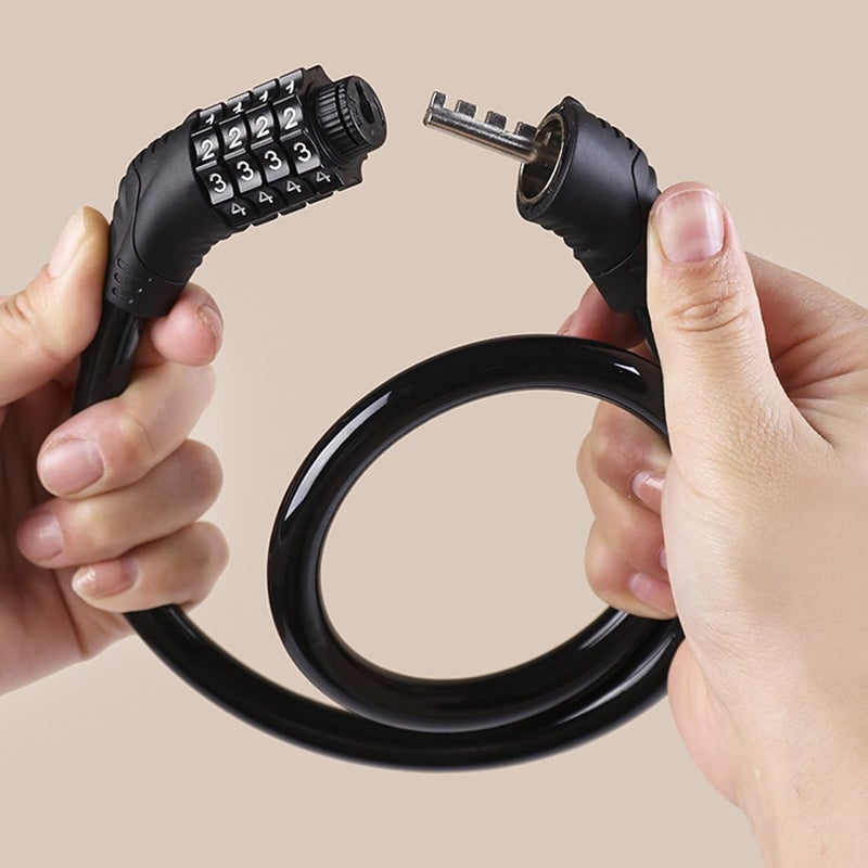 KAMSANG 2 PACK Bike Locks Cable,Anti Theft Bicycle Lock Chain,4 Digit Security Resettable Bike Combination Lock Self Coiling Combination Cable Combo Bike Locks Without Mounting Bracket,2 Feetx1/2 Inch (Black) - Image 4